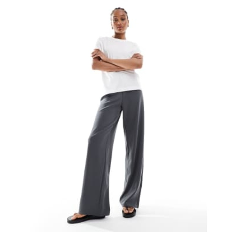 Vero Moda Tall loose pull on pants in gray pinstripe