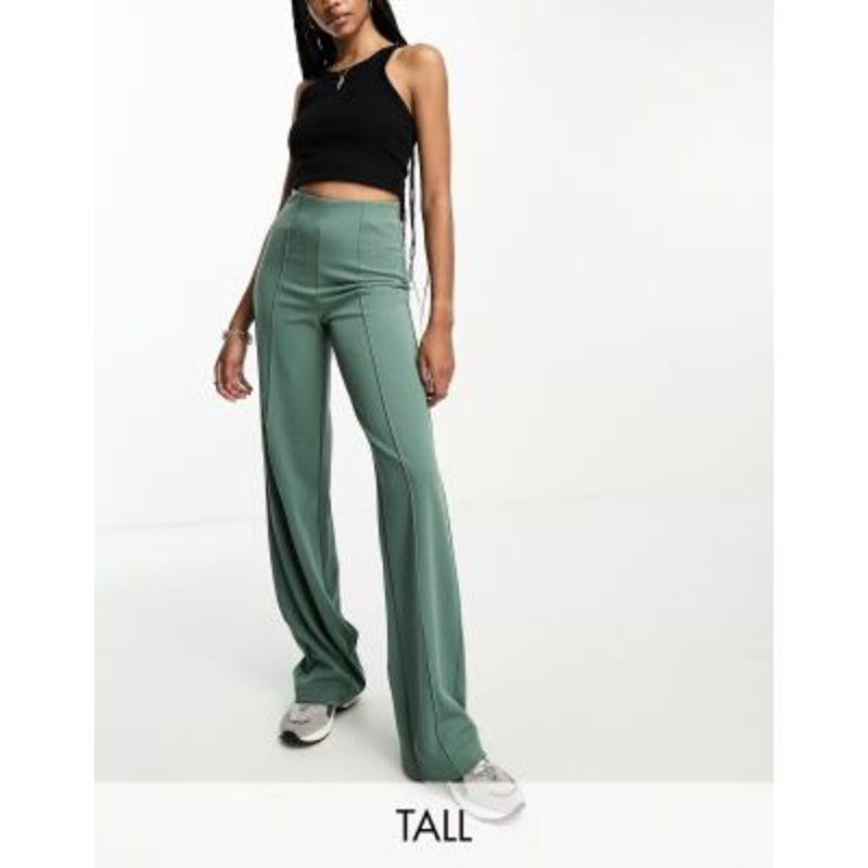 Vero Moda Tall pin tuck wide leg pants in forest green