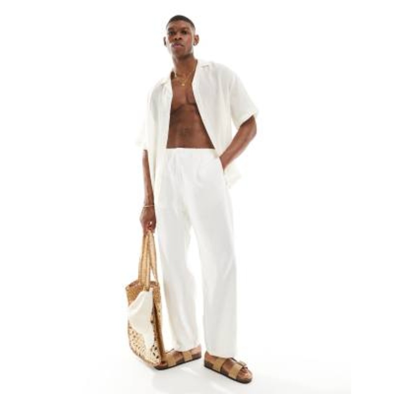 Weekday Seth linen pants in off-white