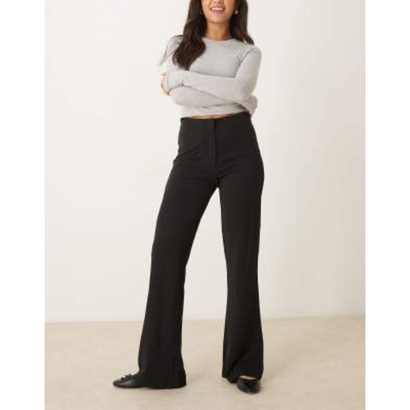 YAS high waisted stretch flare pants in black