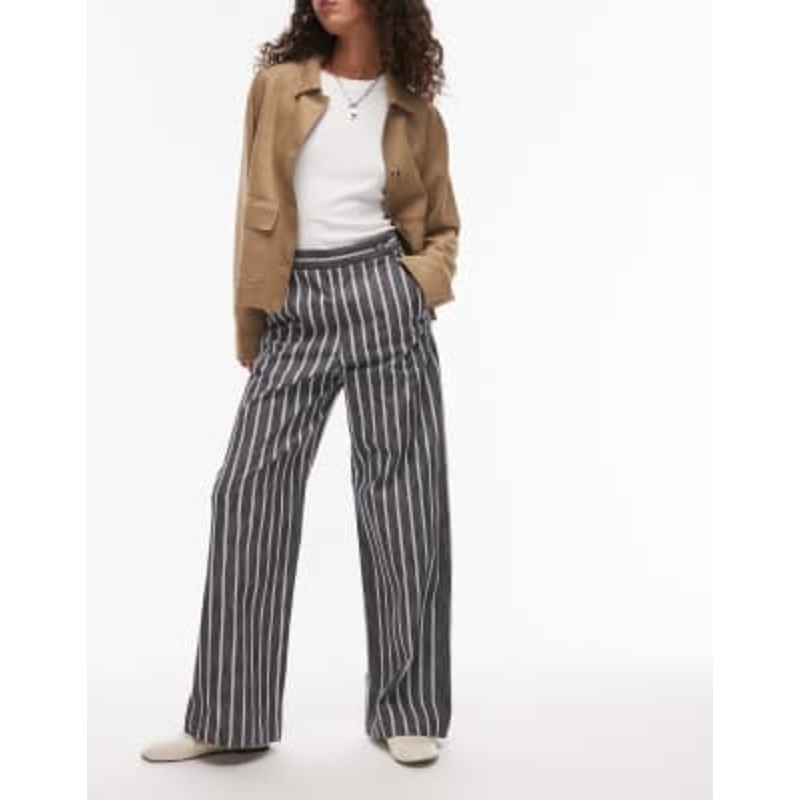 & Other Stories tailored pants in navy and white stripe