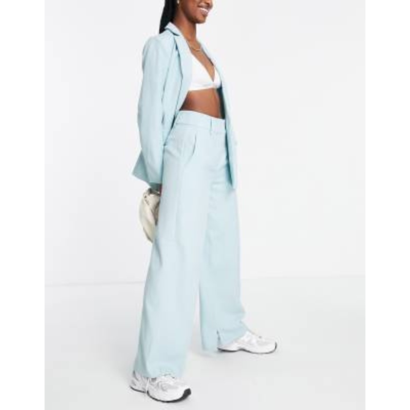 Y.A.S wide leg matching pants in pale blue