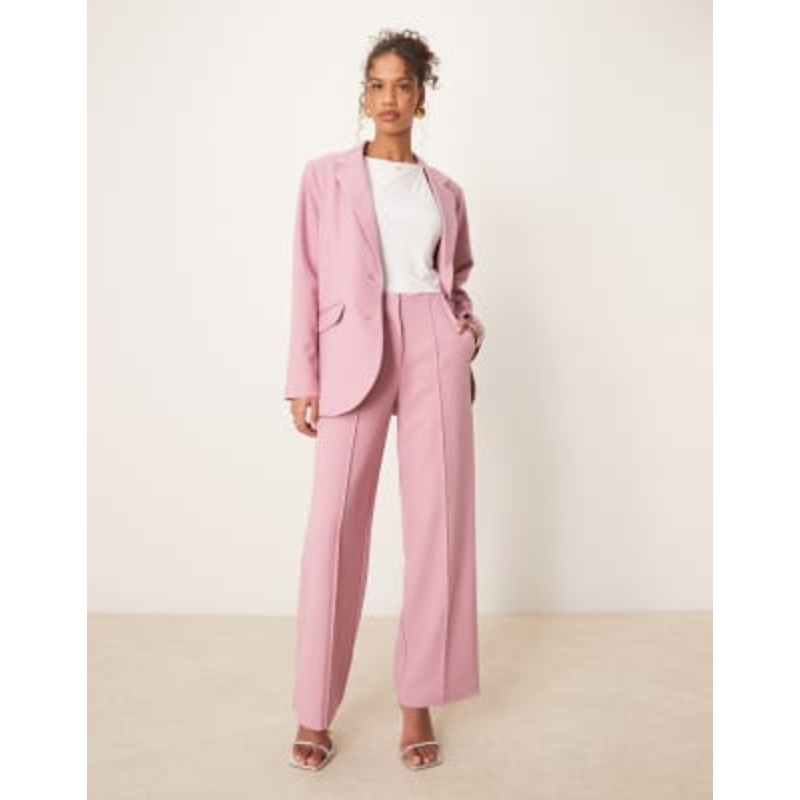 YAS high waist wide leg tailored pants in lilac pink – part of a set