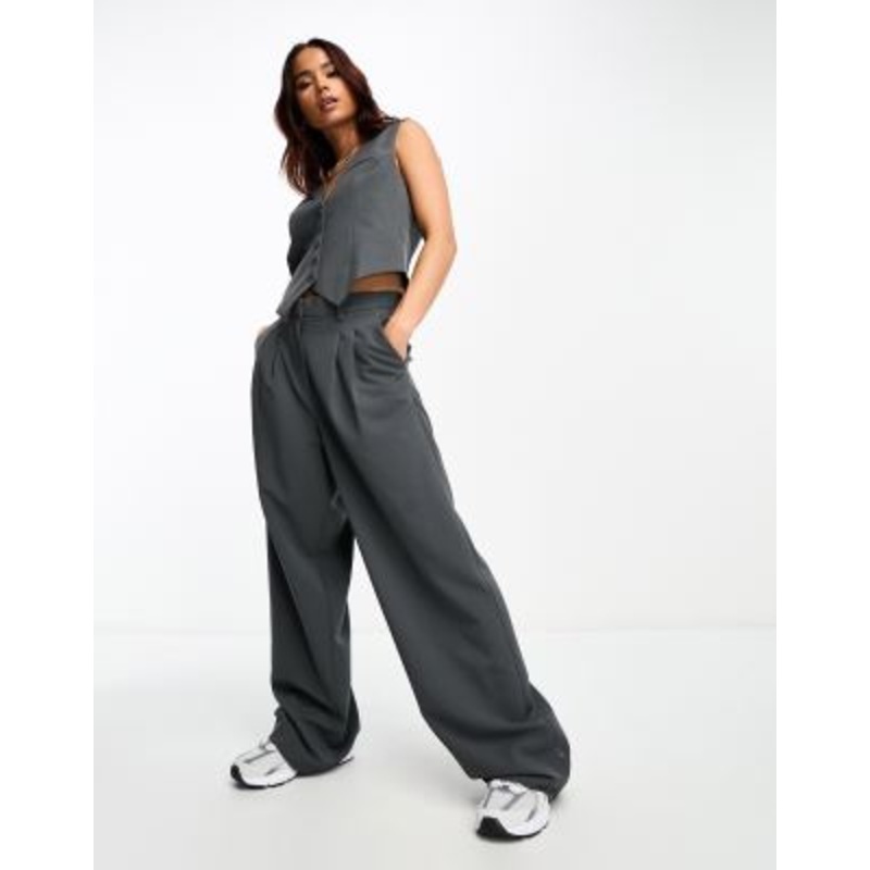 Vero Moda tailored wide leg dad pants in gray – part of a set