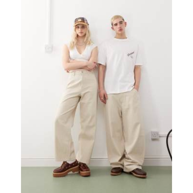 Weekday Astro Unisex linen blend pants in beige