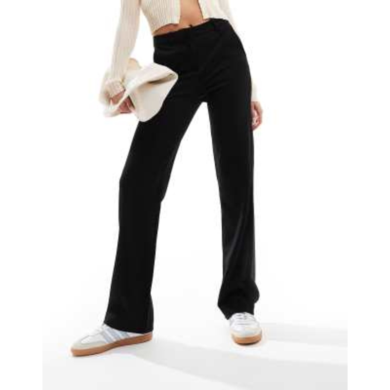 Vero Moda straight leg jersey pants with belt loops in black