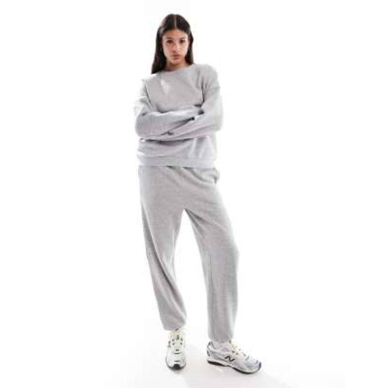 Vero Moda Tall oversized sweatshirt and cuffed sweatpants set in light gray