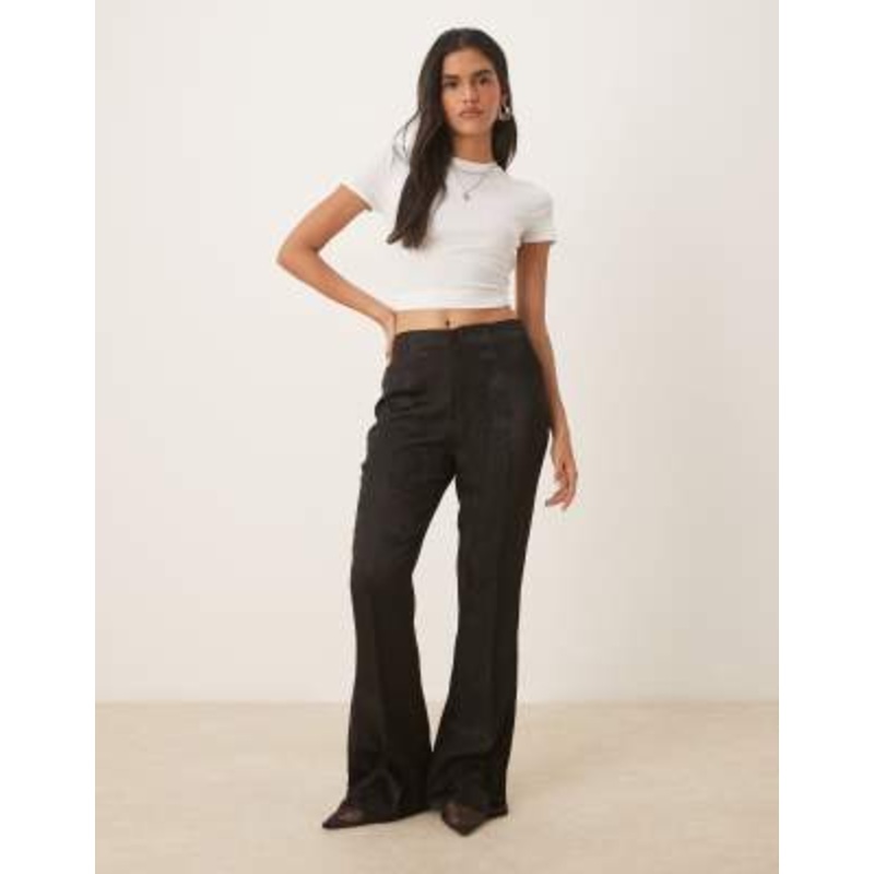 VRG GRL embroidered jacquard flared pants in black