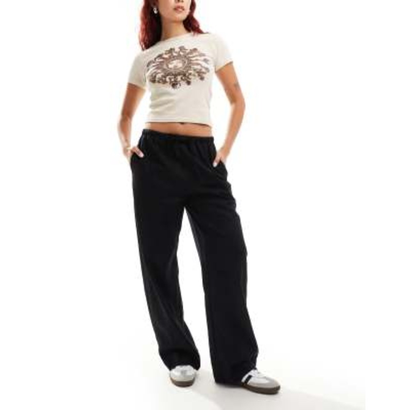 Weekday Mia linen mix pants in black