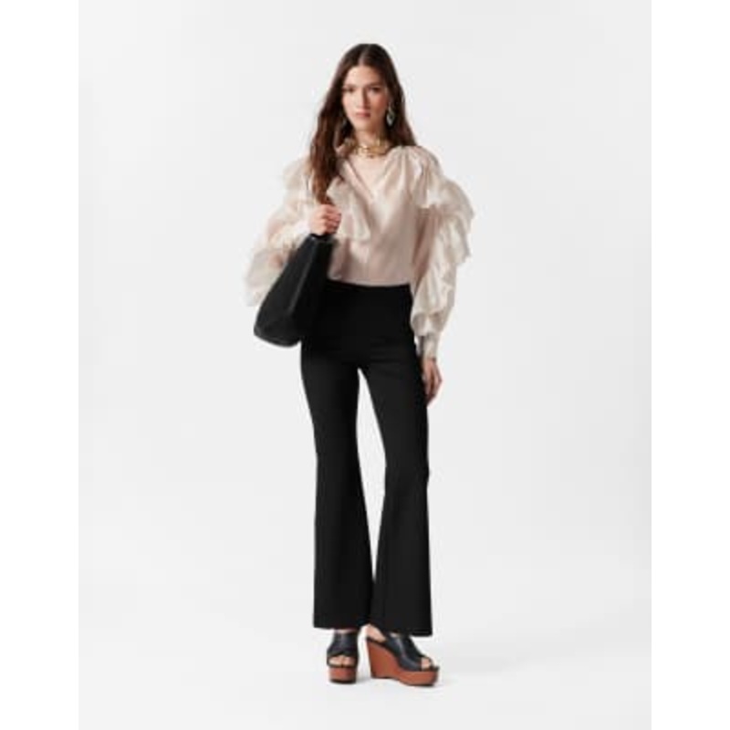 & Other Stories structured heavyweight jersey pull-on pants with flare leg in black