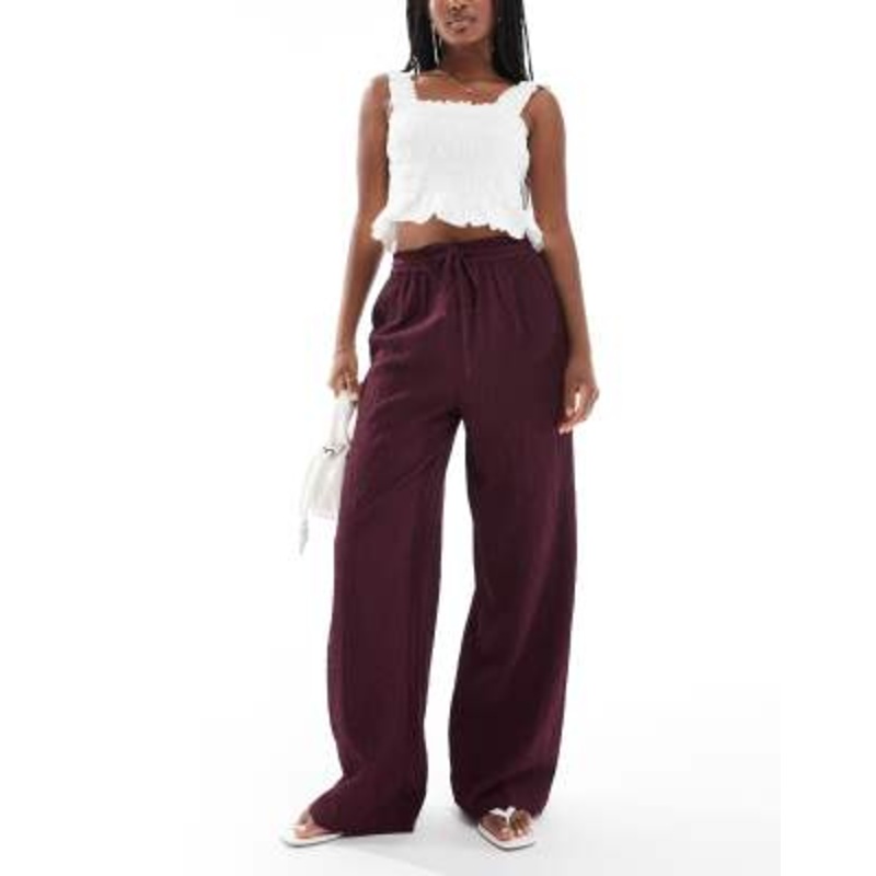 Wednesday’s Girl textured wide leg pants in deep purple