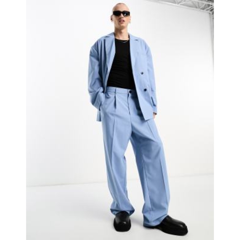 Weekday Uno loose fit suit pants in powder blue exclusive to  – part of a set