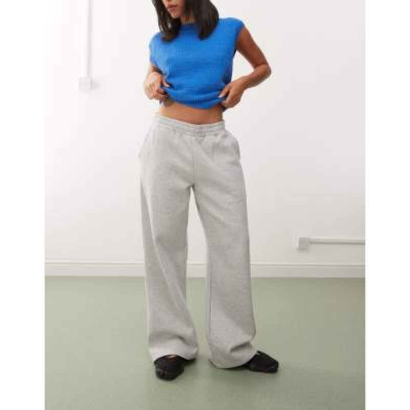Weekday heavyweight jersey wide leg sweatpants in gray melange