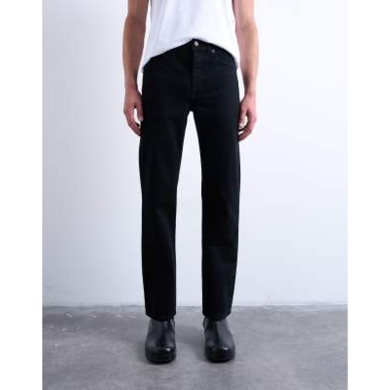 Topman rigid straight leg jeans in black