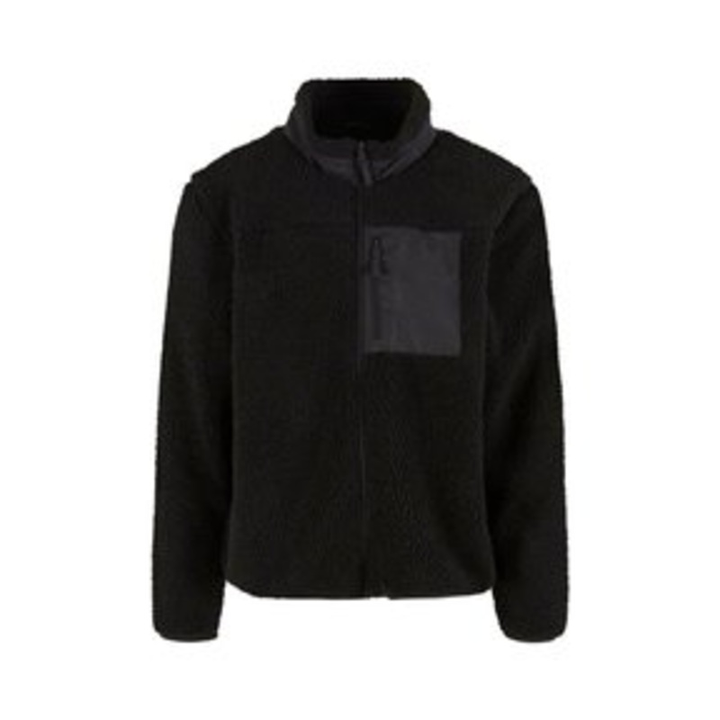 Urban Classics WITH STAND UP COLLAR – Fleecejacke – black/schwarz