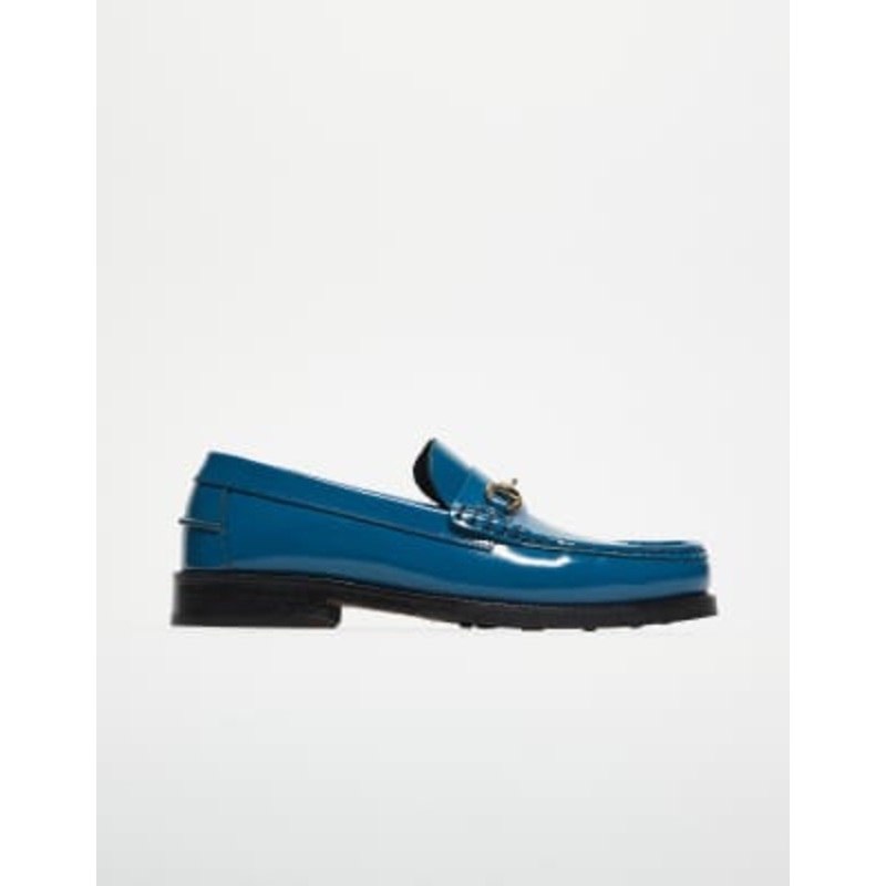 Walk London Dalston trim loafers in blue leather