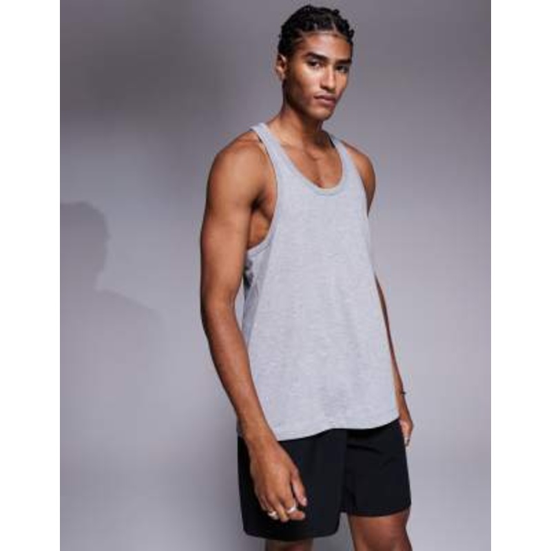 4505 Icon cotton stringer tank top with quick dry finish in gray
