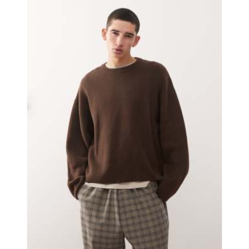 Weekday boxy oversized sweater in dark brown