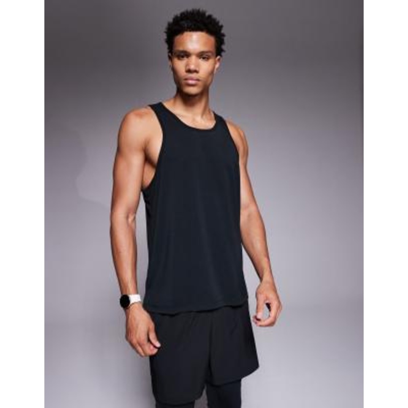4505 quick dry performance jersey dropped armholes tank top with scoop neck in black