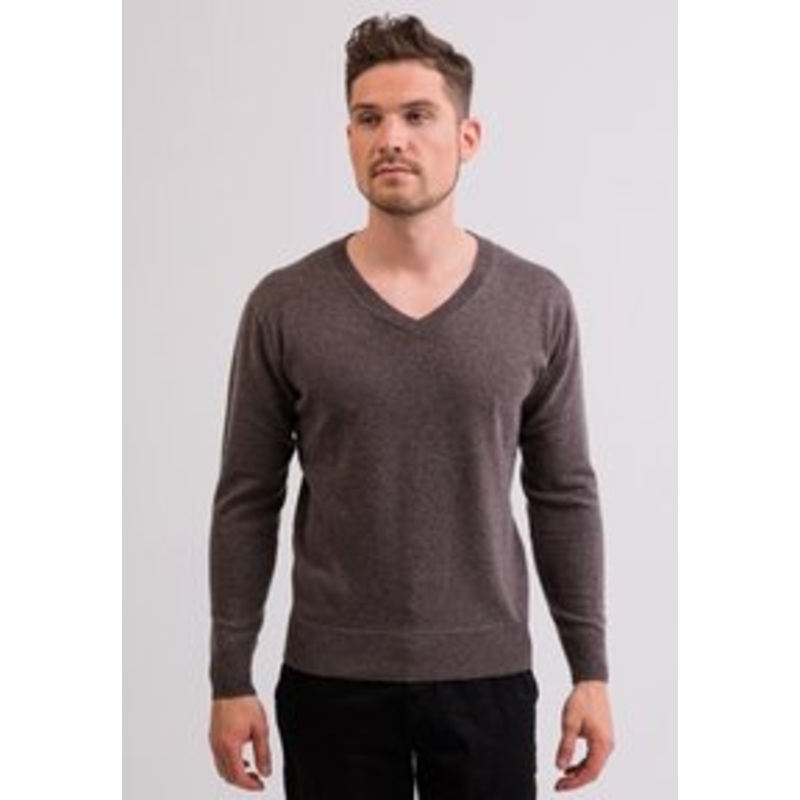 CASH-MERE V-AUSSCHNITT – Strickpullover – taupe melange/taupe