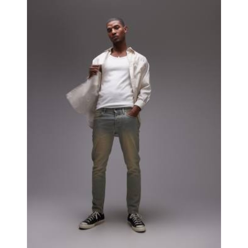 Topman slim jeans in tinted mid wash