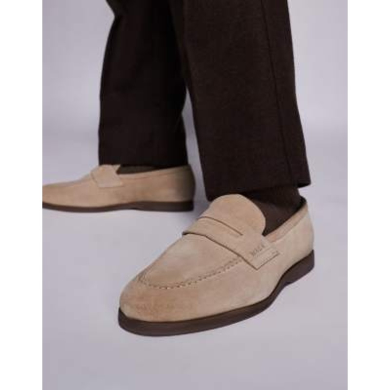 Walk London Angelo saddle loafers in stone suede