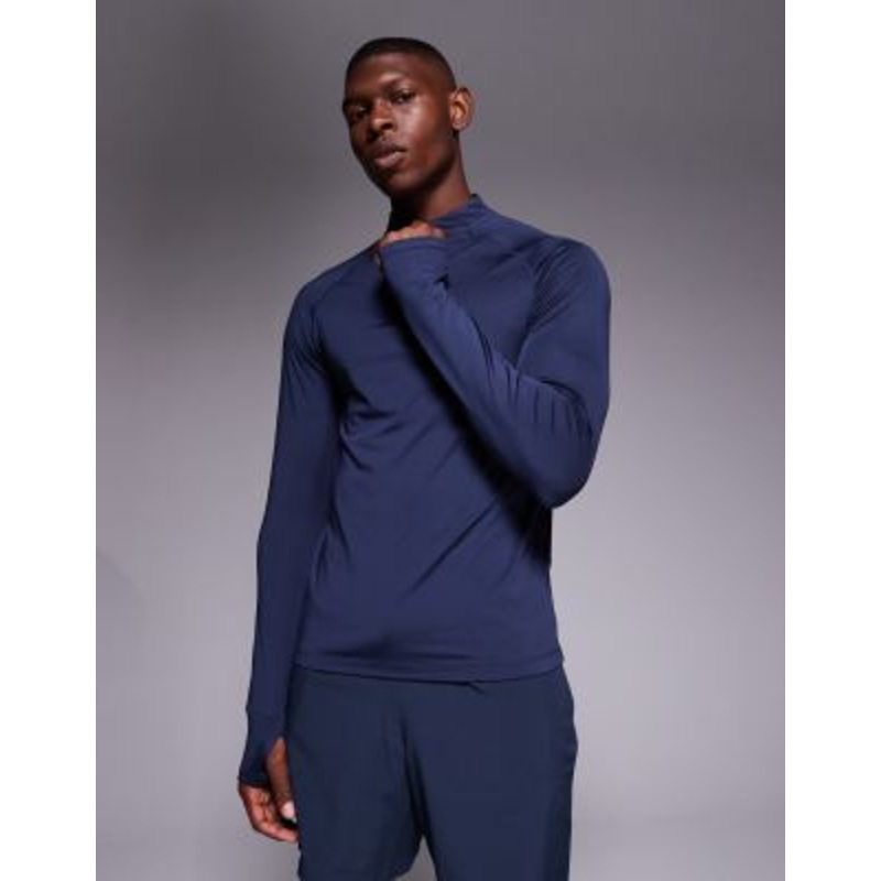 4505 slim fit 1/4 zip base layer long sleeve running top in deep navy