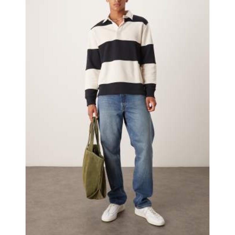 ARKET Ocean loose straight leg jeans in mid washed blue