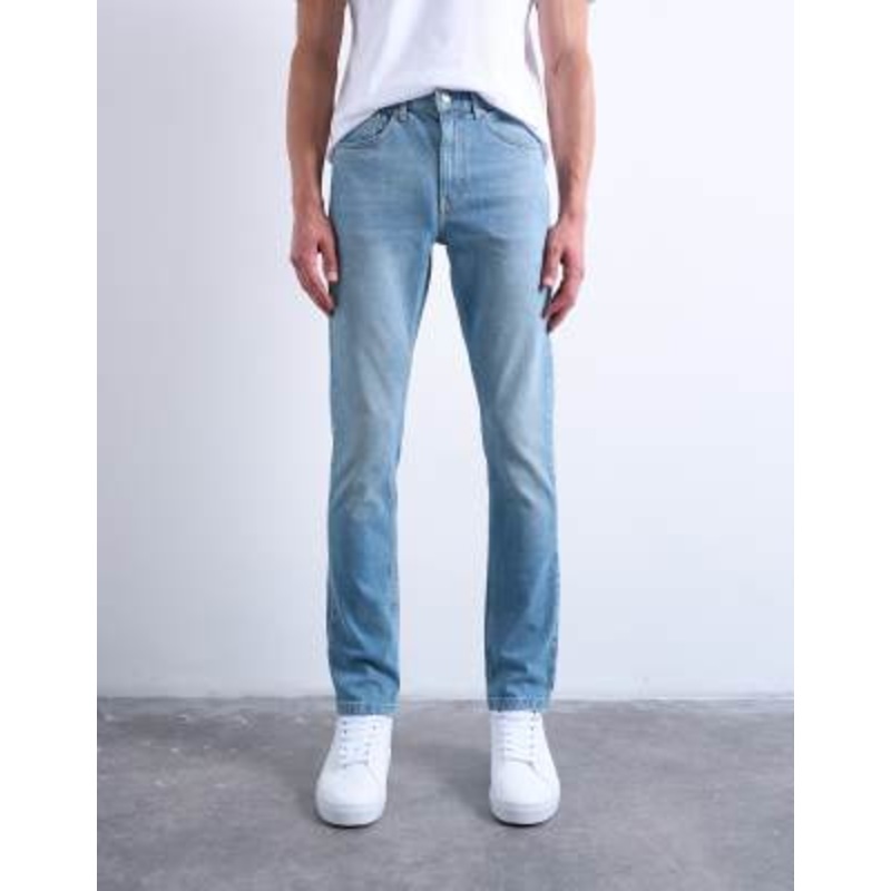 Topman stretch skinny jeans in light wash