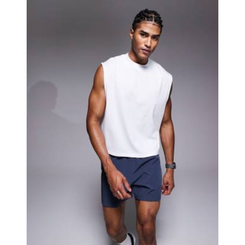 4505 cotton cropped lifting tank top with quick dry finish in white