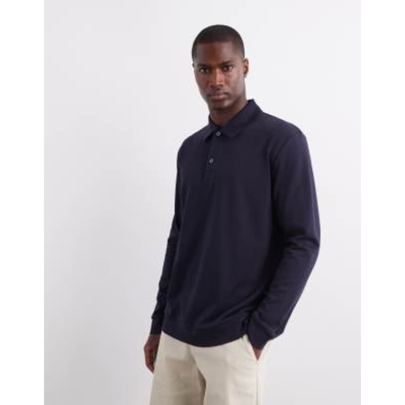 ARKET long sleeve polo shirt in navy blue