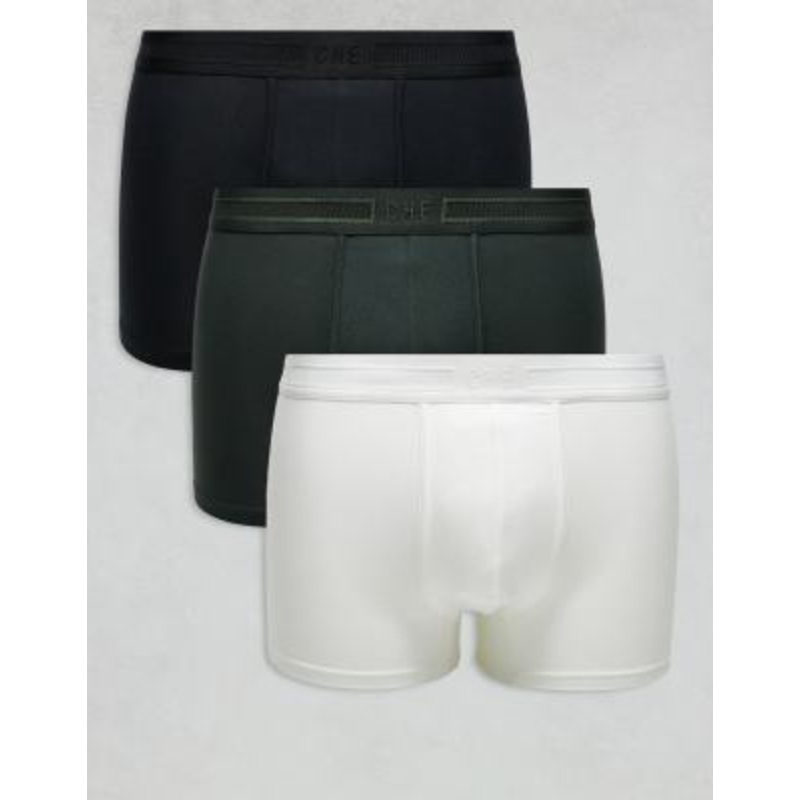 Che Studios 3 pack boxer briefs with tonal waistband in black, white and khaki