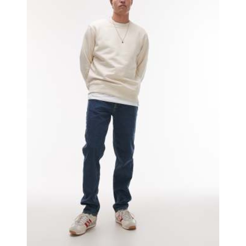 Topman stretch slim jeans in mid wash blue
