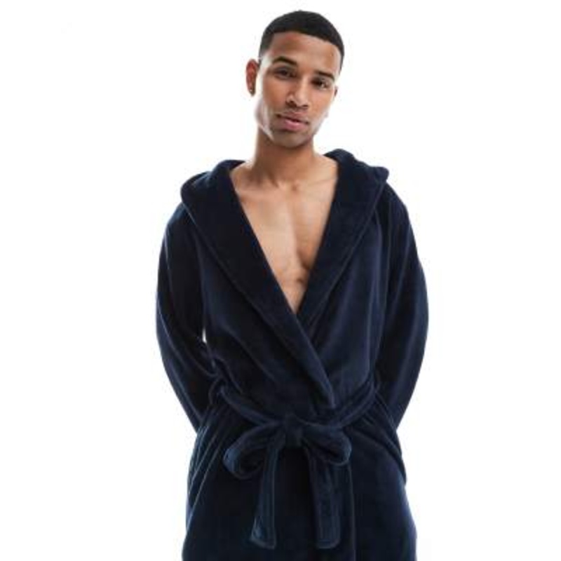 Urban Threads fleece robe in navy