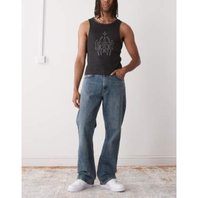 Weekday Mercury relaxed bootcut flare jeans in blue wash