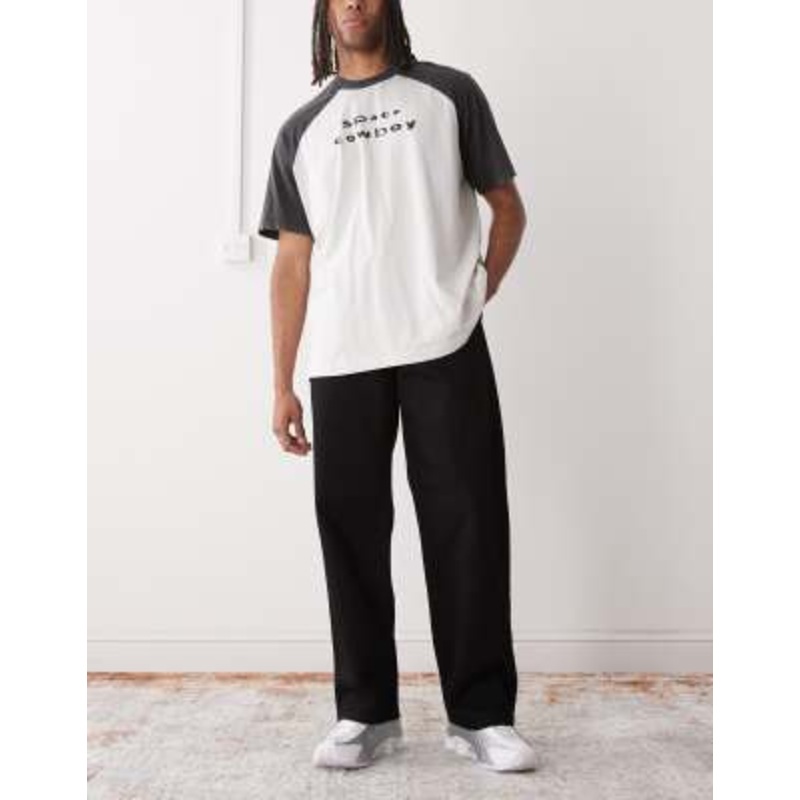 Weekday Sphere low waist loose fit jeans in black acid wash