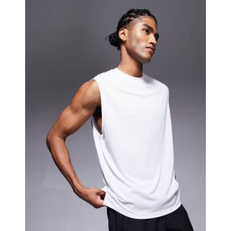 4505 quick dry mesh running boxy tank in white