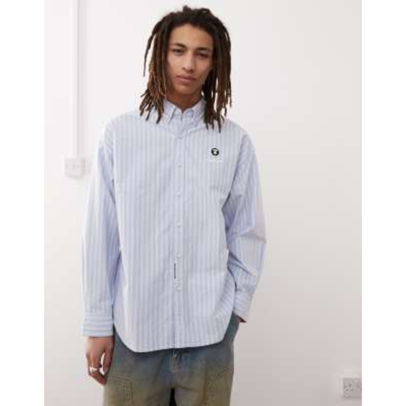 Aape by A Bathing Ape long sleeve striped shirt in blue
