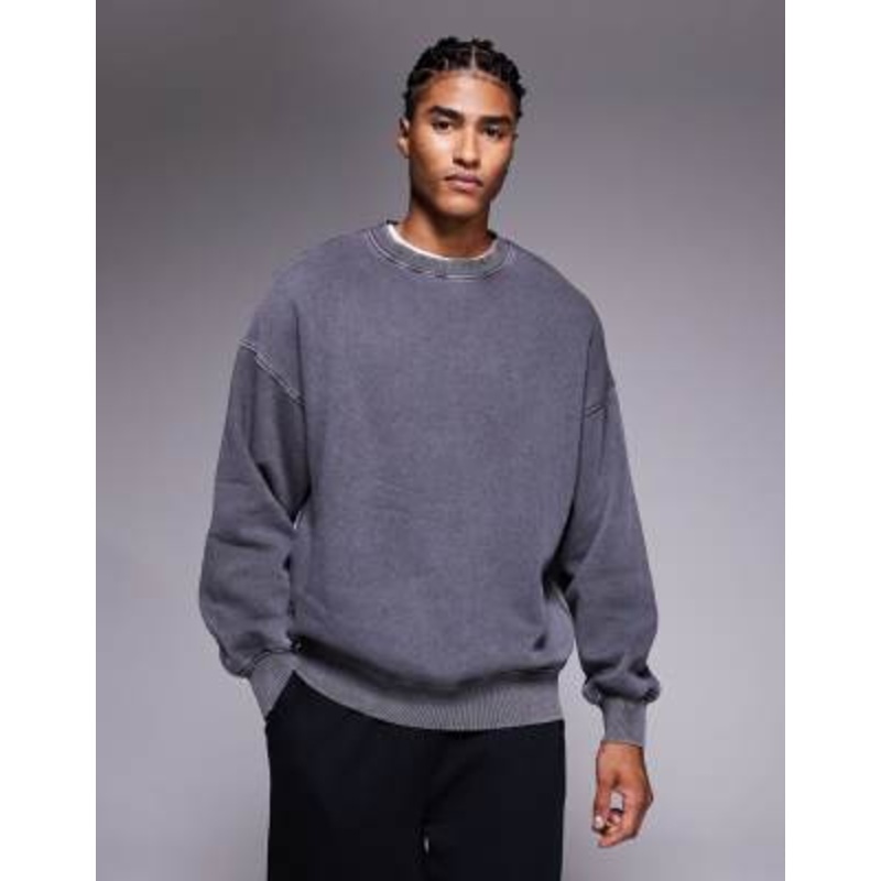ADPT oversized sweatshirt in washed gray