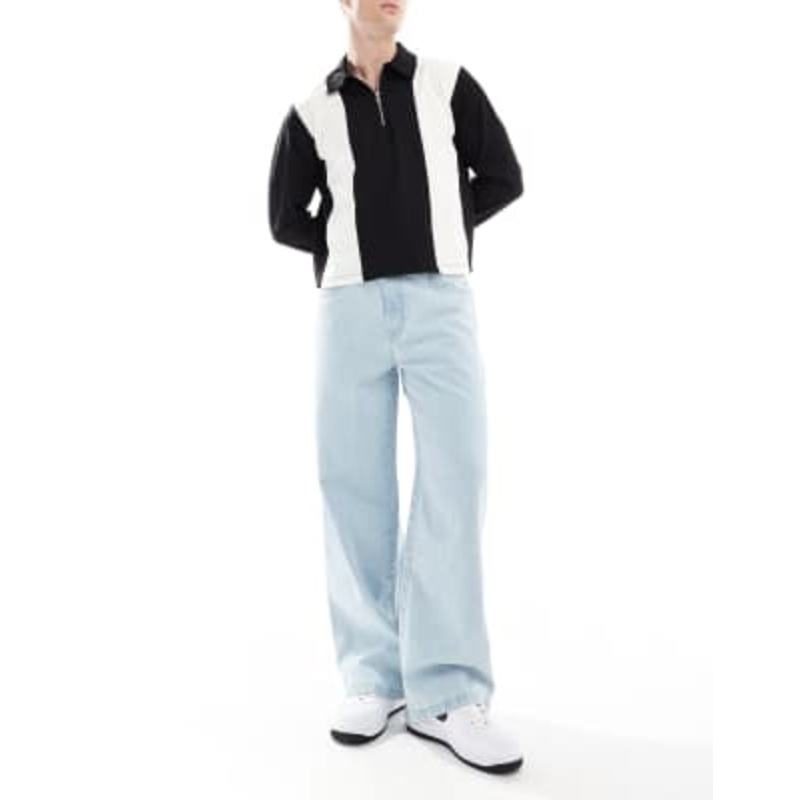 Another Influence wide leg denim jeans in bleached blue