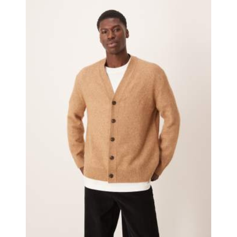 ARKET textured alpaca cardigan in camel