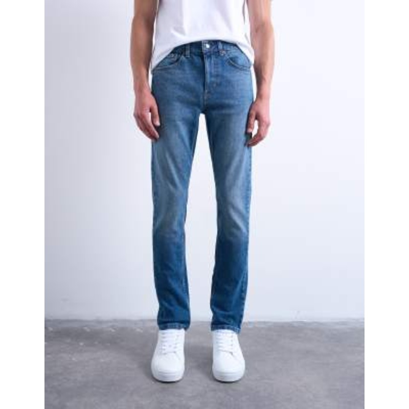 Topman stretch skinny jeans in mid wash