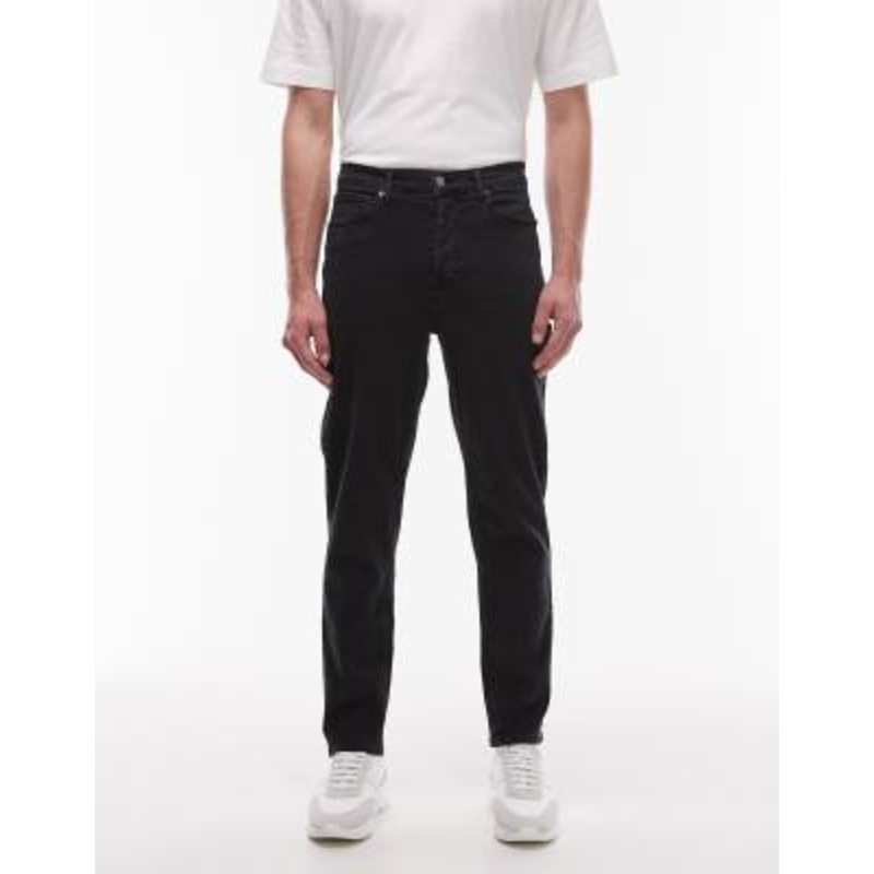 Topman stretch tapered jeans in washed black