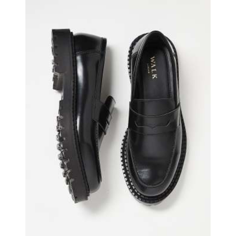 Walk London Jagger saddle loafer in black leather