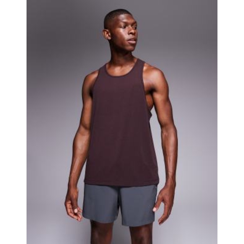 4505 quick dry performance jersey drop armhole tank with scoop neck in dark burgundy