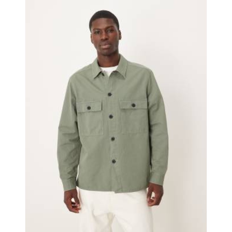 ARKET hammered tech overshirt in khaki green