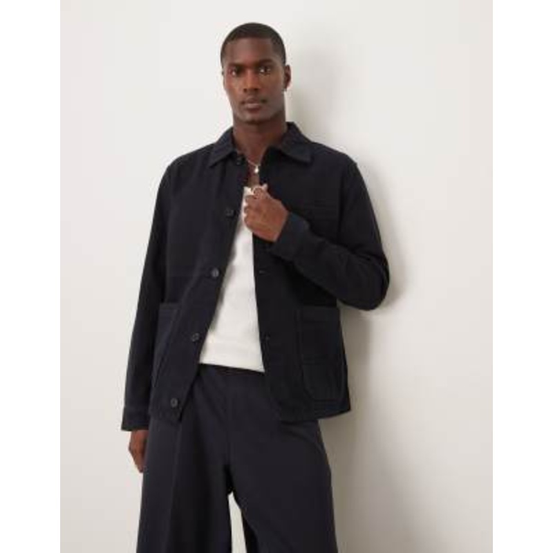 ARKET pure cotton overshirt in navy blue