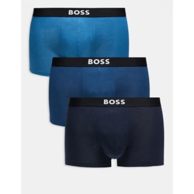 BOSS One Bodywear 3-pack front icon logo boxer briefs in navy and blue