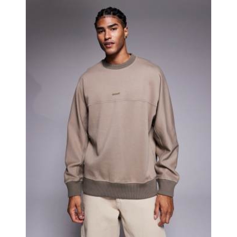 BOSS Orange WeSmallcrew central logo sweatshirt relaxed fit in mid green