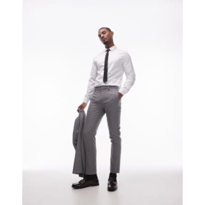Topman skinny suit trousers in grey